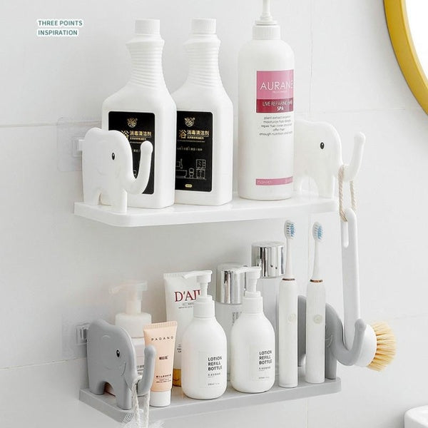 Household Perforated Elephant Storage Rack, Bathroom Storage Rack, Detachable Multifunctional Kitchen Wall Hanging Seasoning Storage Rack