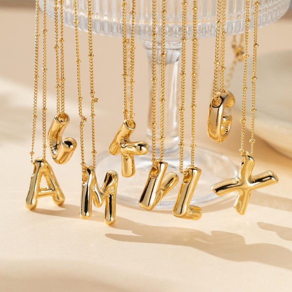 Fashion Bubble Letter Detail Pendant Necklace for Women & Girls, Style Trendy Casual Initial Necklace for Party, Daily Clothing Decor, Tren