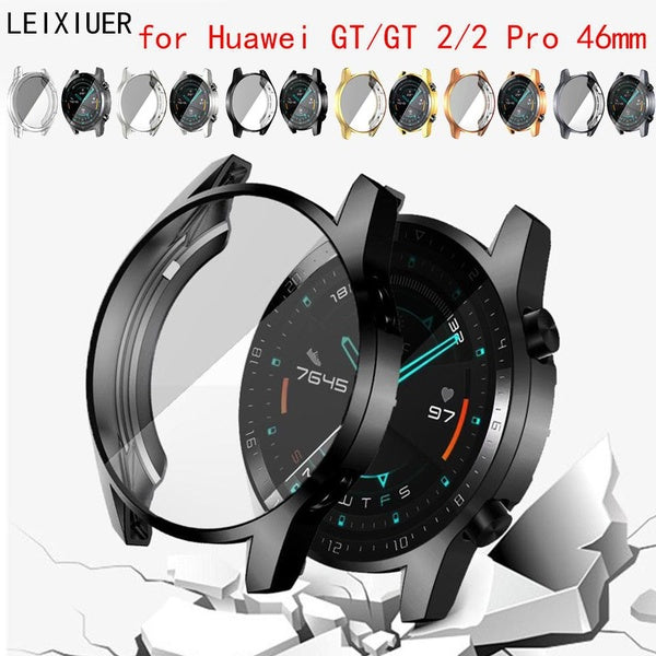 LEIXIUER TPU Case with film - without film Screen Protector for huawei watch 2 pro-GT -GT 2 46 mm for huawei Watch 2 pro-GT2 46mm soft Sport Plated b