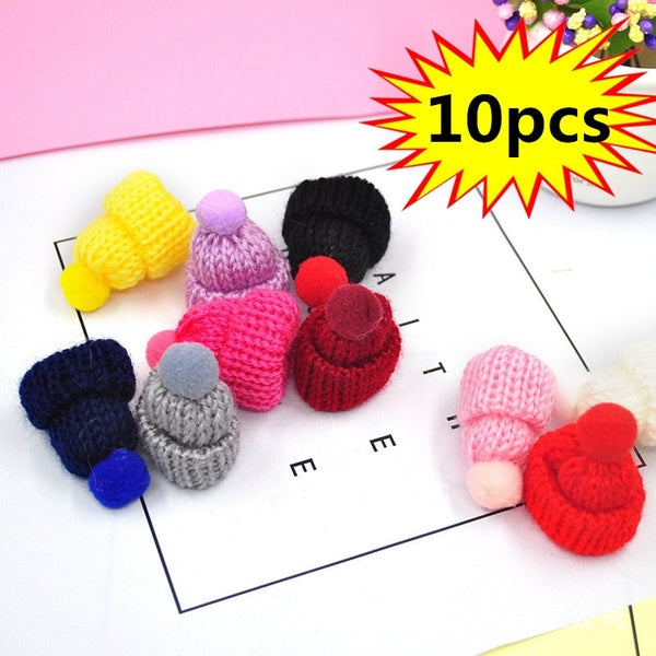 10pcs 3.5cm Yarn Mini Hat Cap Headwear Garment Dolls Christmas Craft Scrapbooking Materials
