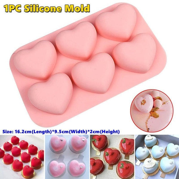 1PC Silicone Mold Heart Shape DIY Chocolate Candle Soap Making Mould
