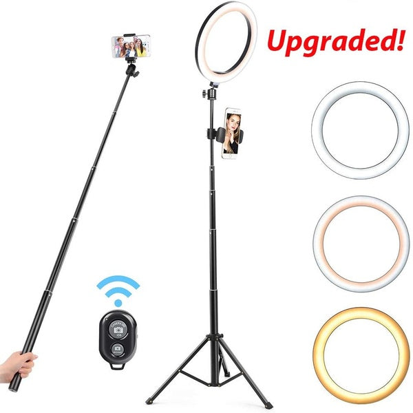 10 "Selfie Ring Light Dimmable avec support pour trépied Support de téléphone portable Mini Led Camera Ringlight pour le streaming en direct Maquilla