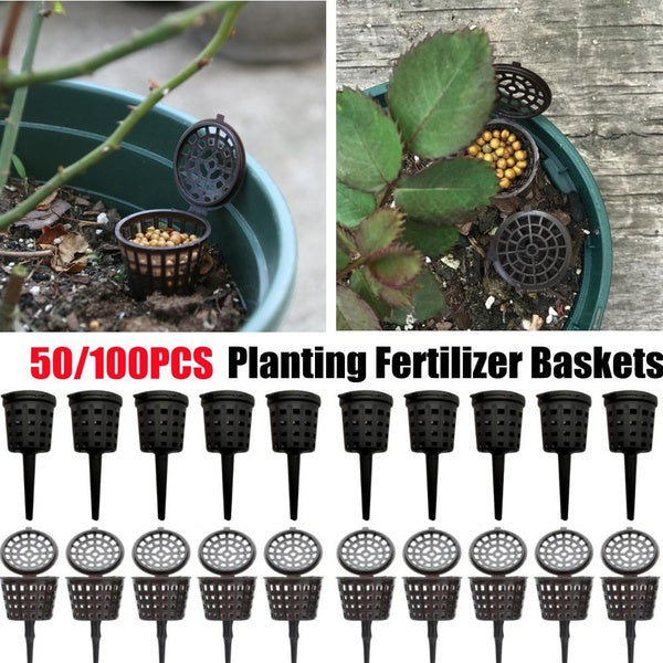 50PCS - 100PCS Fertilizer Mesh Baskets Garden Nursery Pots With Lid Planting Nutrition Cups For Succulent Orchid Bonsai