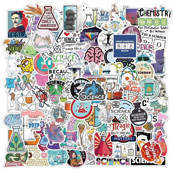 10-50-100PCS Mix Science Physics Chemistry Lab Stickers For Guitar DIY Luggage Laptop Skateboard Motorcycle Bicycle Decal Stickers