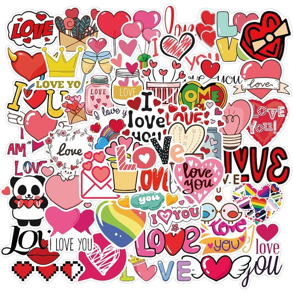 (15-50 Pcs-set) Valentine's Day Sticker Pink Love Suitcase Motorcycle Trolley Case Notebook Waterproof Sticker