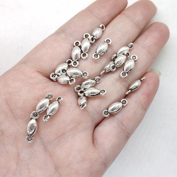 40pieces Zinc Alloy Fluted Flower Two Holes Oval Charms Connectors Linkers for DIY Jewelry Earring Necklace Accessories