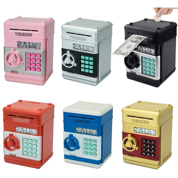 Tirelire pour garçons et filles, boîte de monnaie en espèces, banque d'argent électronique pour enfants, défilement automatique de papier-monnaie, ba