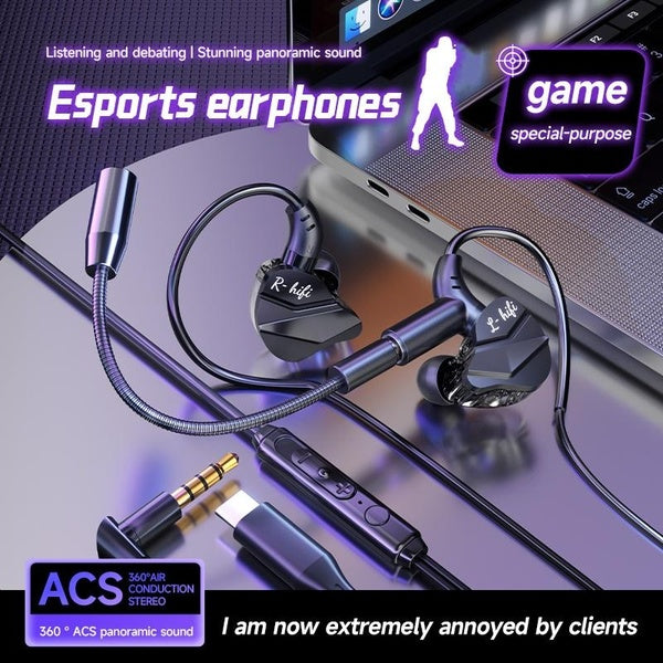 Écouteurs filaires de jeu Esports de type C et 3,5 mm Elough intra-auriculaires avec microphone Casque HiFi Casques de sport de musique pour iPhone 1