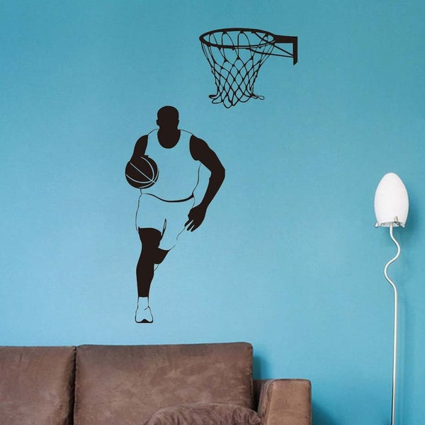 Hot Sale Sport Star Home Decor Vinyl Removable Hollow Out Boys Bedroom Basketball Wall Stickers