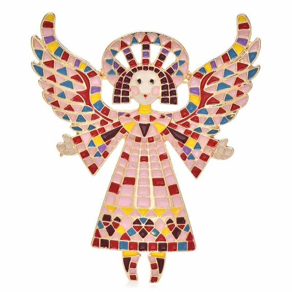 Lovely Angel Brooches For Women Enamel 2-color Spread Wings Angel Girl Party Office Brooch Pin Gifts