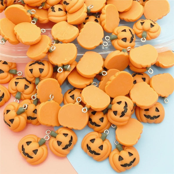20pcs European All Saints' Day Pumpkin Charms Pendant For Earring Jewlery Making Findings Resin Halloween Craft
