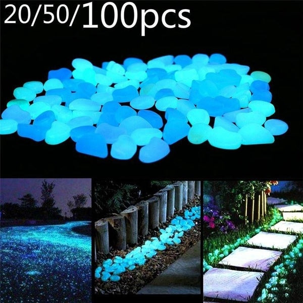 20-50-100 pièces pierres lumineuses brillent dans les cailloux sombres pierres brillantes pour allées extérieures maison jardin cour décor aquarium c
