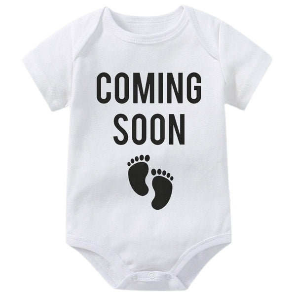 Coming Soon Baby Onesies,Pregnancy Announcement Gift for Grandparents to be Infant One-piece for Boys Girls,Baby Bodysuit Short Sleeve Jumpsuit Rom