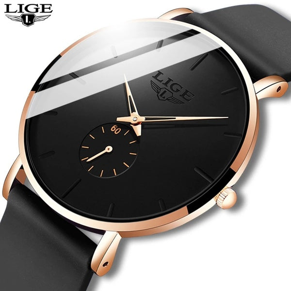 LIGE mode hommes montres Sport 30 m vie étanche Simple Ultra-mince montres hommes Quartz horloge Relogio Masculino + boîte