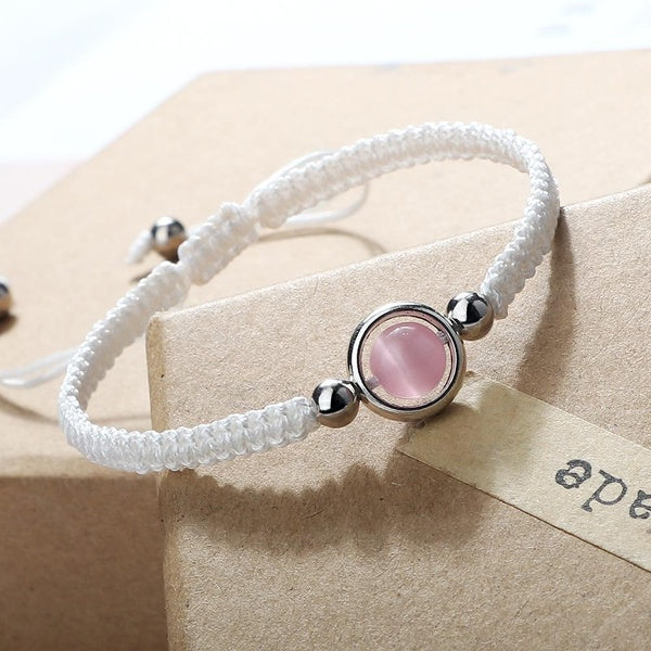 36 Styles White-Pink Cat Eye Beads Bracelet Women Handmade Braided Rope Simple Charms Bracelets String Thread Men Adjustable Jewelry Friendship
