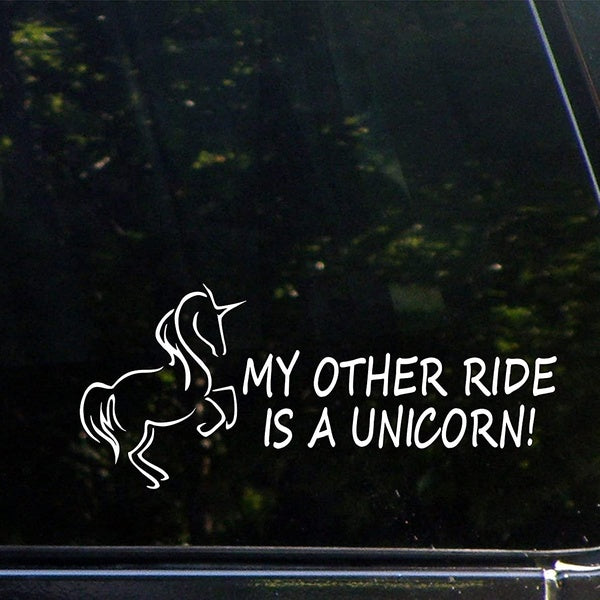 2PCS My Other Ride is Unicorn Die Cut Decal Bumper Sticker for Windows, Cars, Trucks, Laptops, Etc.