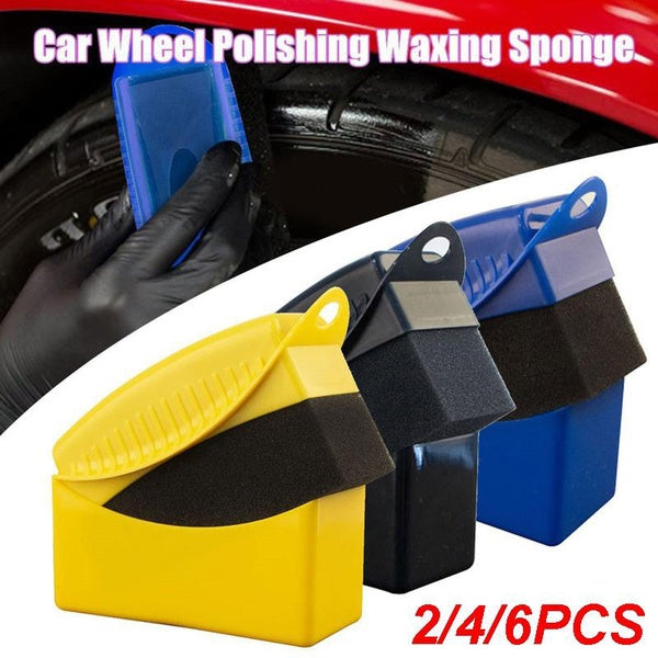 2-4-6pcs Car Wheel Polishing Waxing Sponge Brush ABS Plastics Washing Cleaning Tire Contour Dressing Applicator Pads