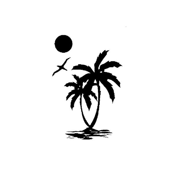 New Brand 9.8CM*14.6CM Interesting Sun Palm Tree Beach Original Delicate Nice Vinyl Decal Car Sticker Black-Silver C19-1553
