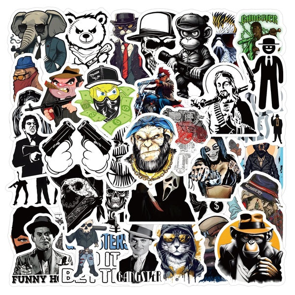 10-60pcs Cartoon gangster stickers Graffiti Stickers for DIY Luggage Laptop Skateboard Motorcycle Bicycle Stickers