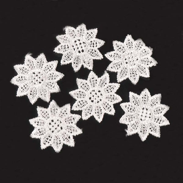 50Pcs-lot Sun Flower White Lace Ribbon Applique Mesh Trim For Party Dress Sew On Guipure Lace Fabric Clothes Accessories 36mm C1140