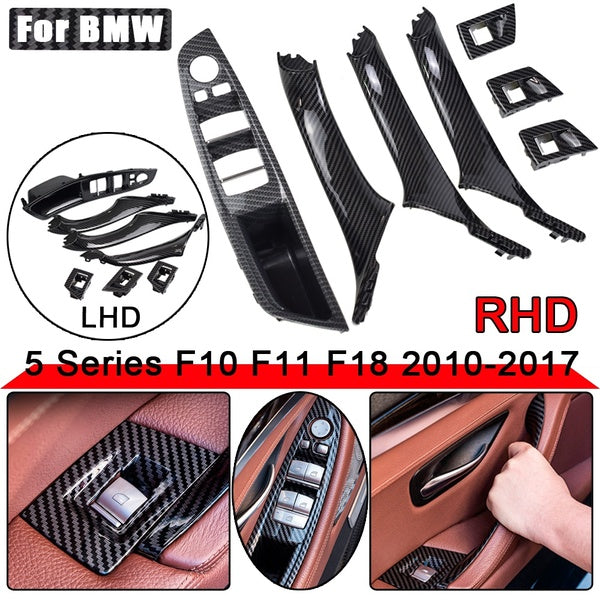 Pour BMW série 5 F10 F11 2010-2016 voiture en Fiber de carbone à l'intérieur de la poignée intérieure panneau de porte intérieure tirer revêtement d'