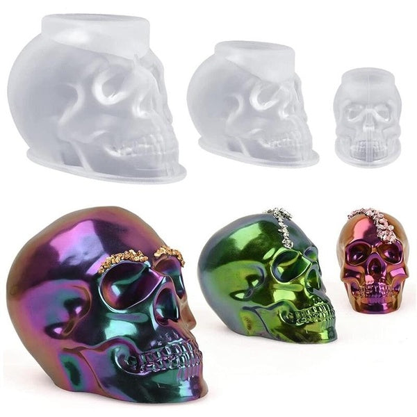 3 Size DIY Skull Silicone Molds for Resin Clay Craft Halloween Home Decoration
