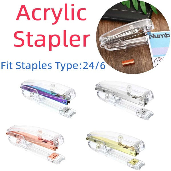 Acrylic Stapler Desktop Accessories Fashion Stylish Stapler For School Supplies Office Supplies Back to School Supplies Home Office
