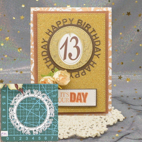Happy Birthday Circle Frame Metal Cutting Dies For Scrapbooking Album Card Making Paper Embossing