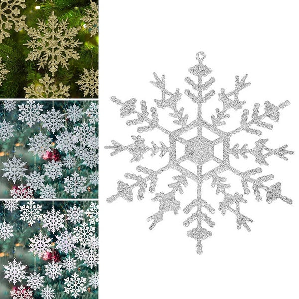 36pcs Christmas White Snowflake Ornaments Reusable and Sturdy Snowflakes for Winter Indoor Outdoor