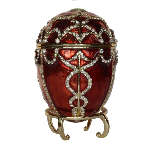 Red Faberge Egg Trinket Box Easter Egg Jewelry Box Russian Craft Collectible Easter Gifts