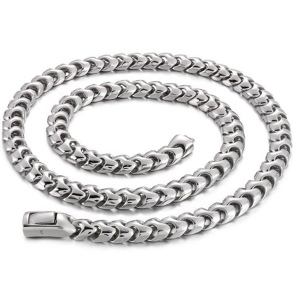 9MM Wide Curb Chain Man Necklace Polished Stainless Steel 50-60-70CM Long Men's Keel Chains Necklaces Choker Male Jewelry