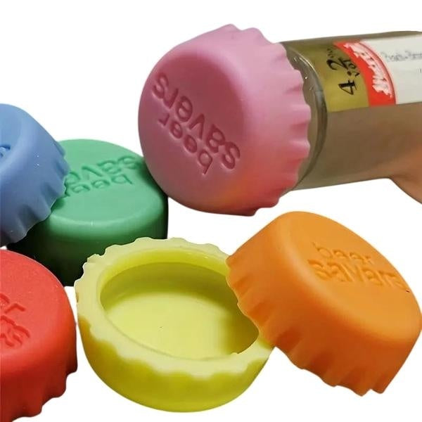 6pcs-set Reusable Silicone Bottle Cap, Sealed Beer Lid, Kitchen VinegarSoy Sauce Bottle, Soda Cola Wine Preservation Lid,Reusable PracticalColorful W