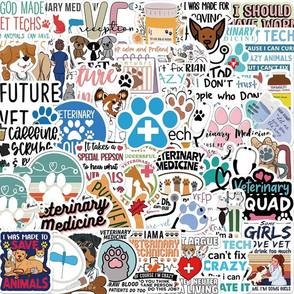 10-50Pcs Cartoon Veterinary Sticker Pet Hospital Vet Graffiti Stickers for DIY Luggage Laptop Skateboard Motorcycle Bicycle Stickers