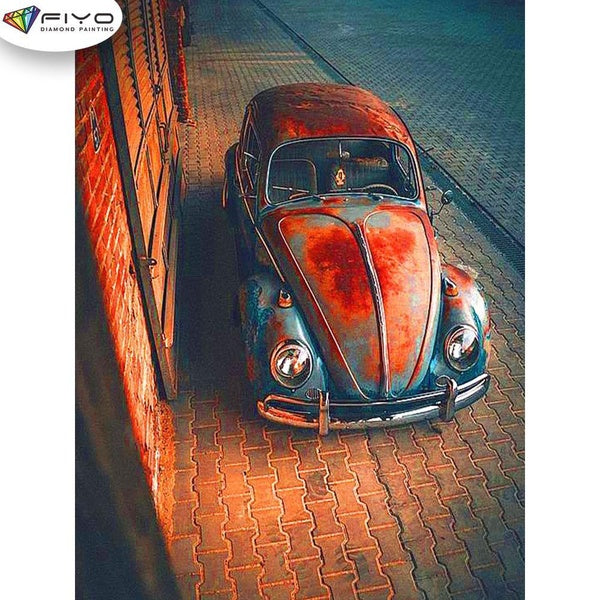 FIYO Old Car Diamond Painting Kits For Adults DIY 5D Diamond Mosaic Diamond Painting Home and Kitchen Fashion Canvas Pictures Wall Decoration Gifts A