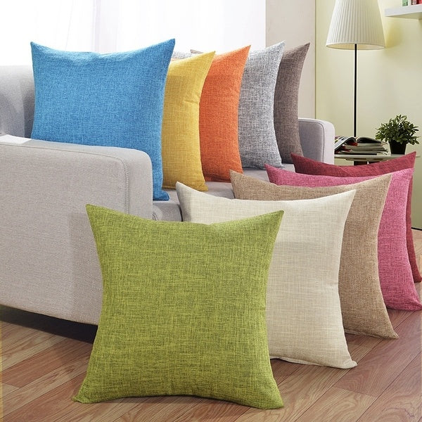 Home Living Cotton Pillow Cases 12 Colors Simple Throw Pillow Cases Cafe Sofa Cushion Cover Home Decor（Square 45cm*45cm-18''x18''）