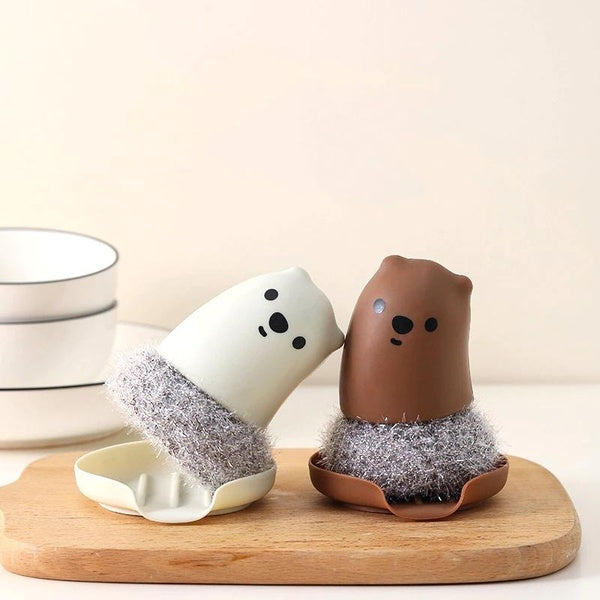 Kitchen Cleaning Tools Kitchenware Cleaning Brush Sponge Dishwashing Tool Kitchen Items Cookware Pan Pot Cleaner Replaceable Cleaning Brush Holder