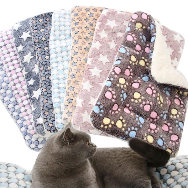 1pc Warm Flannel Dog Bed Mat,Thickened Soft Sleeping Floor Cat Mats Washable Double-Sided Pet Kennel Bed With Non-Slip Bottom Fluffy Dogs Food storag