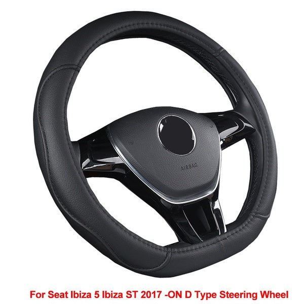 Car Steering Wheel Cover D Shape For Seat Ibiza 5 Ibiza ST 2017 2018 2019 2020 2021 PU Leather Steering Wheel
