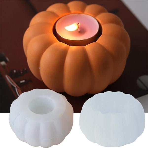 Pumpkin Shape Holders Silicone Molds DIY Cement Plaster Pottery Craft