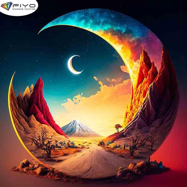 FIYO Colored Moon Diamond Painting Kits For Adults DIY 5D Diamond Mosaic Diamond Painting Home and Kitchen Fashion Canvas Pictures Wall Decoration Gi