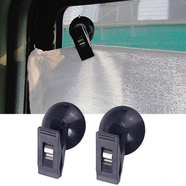 2Pcs Removable Towel Card Holder Fixing Clip Car Ticket Clip Suction Cup Bracket