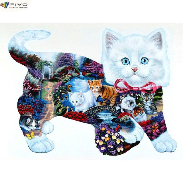 Cat DIY 5D Diamond Painting Full Drill with Number Kits Home and Kitchen Fashion Cross Stitch Embroidery Paintings Canvas Pictures Wall Decoration Gi