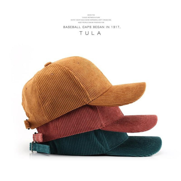 New men's and women's corduroy solid color light plate curved brimmed hat casual peaked cap outdoor sports warm baseball cap