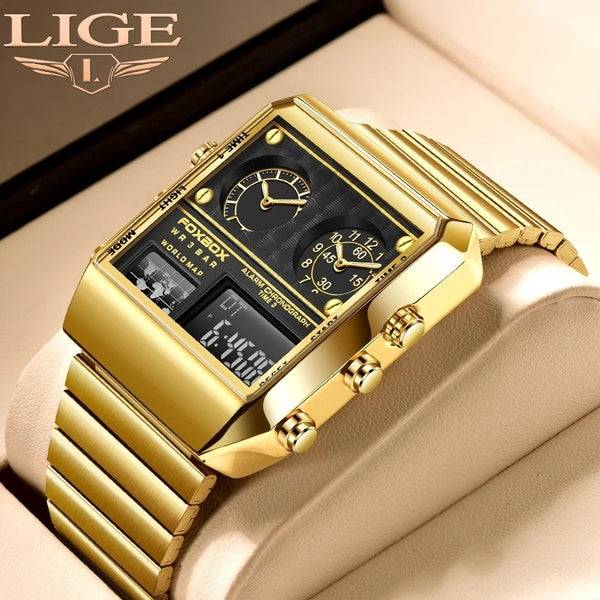 2023 LIGE FOXBOX Watches Men Luxury Watch Brand Sport Quartz Wristwatch Waterproof Military Digital Clock Man Watch Relogio Masculino Chrismas Gift f