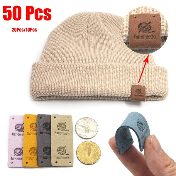 10-20-50 Pcs Ball Labels Handmade Label Made With Love Tags For Clothing Sewn Leather Tag DIY Hat Scarf Gift Garment Accessories