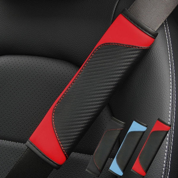 Universal PU Leather Car Seat Belt Cover Protector Carbon Fiber Safety Belt Shoulder Pad Car Interior Accessories