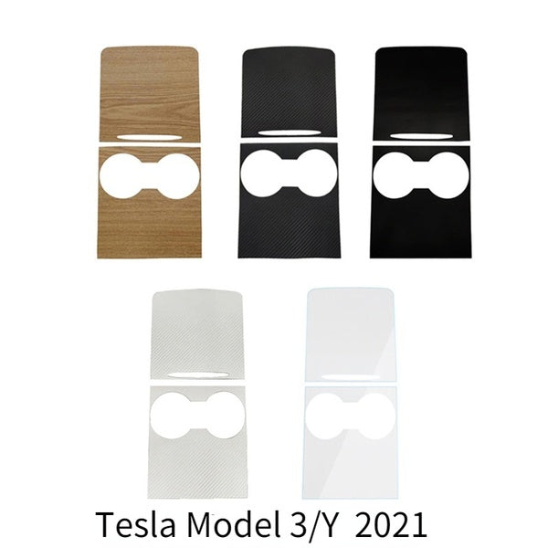 Car Central Control Panel Sticker For Tesla Model 3 2021 Carbon Fiber Texture Center Console Accessories Model Y Interior Film Wood Grain