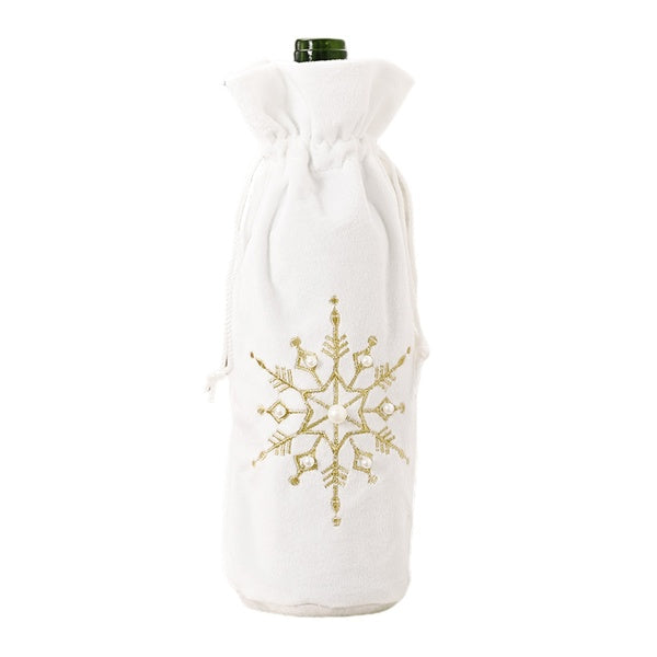 Christmas Velvet Wine Bottle Cover Snowflake Pattern Wine Bottle Bag Household Xmas Dinner Party Home Decoration