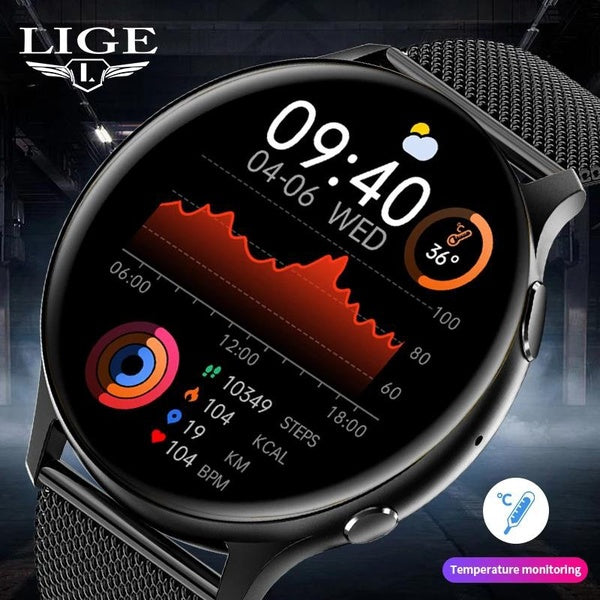 Montre intelligente température corporelle 360 HD affichage Bluetooth appel assistant vocal santé en temps réel femmes montre pour homme Smartwatch h