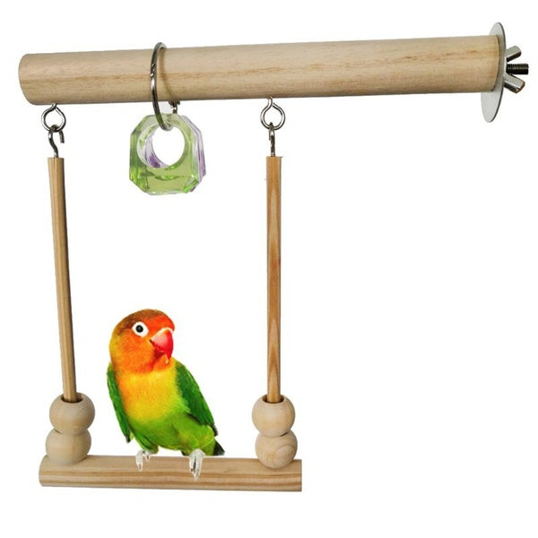 Oiseau balançoire jouet en bois perroquet perchoir support Playstand avec perles à mâcher Cage support de couchage jouer jouets pour perruche oiseaux